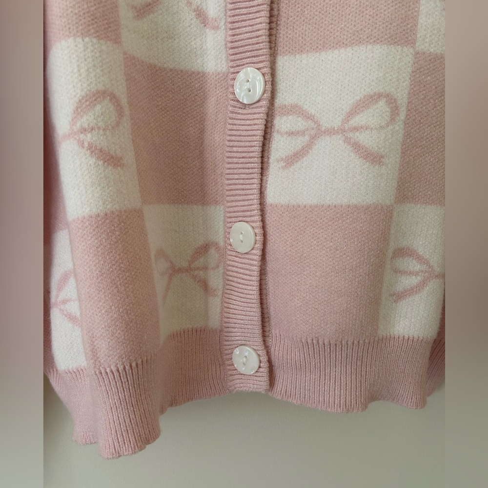 Sincerely Jules Baby Pink and White Knit Bow Cardigan 
Size: Small
NWT - Picture 10 of 15